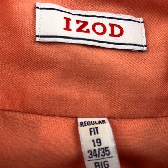 Izod Mens Dress Shirt Size 3XL 19 Neck Long Sleeve Button-Up Wrinkle-Free Twill - Picture 7 of 11